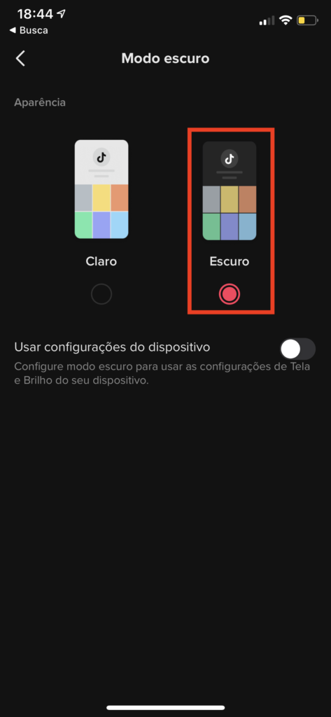 tiktok modo escuro e modo claro tiktok dark mode iphone android configurar tiktok