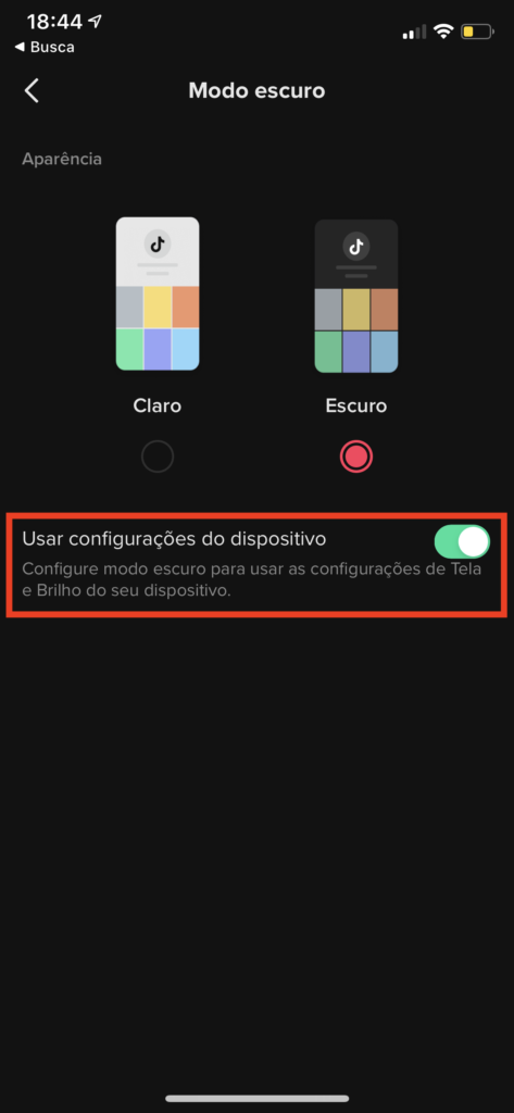 Como ativar modo escuro no tiktok e modo claro tiktok dark mode iphone android configurar tiktok